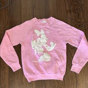 Vtg Minnie Mouse pink white puffy paint Florida Sherry’s Sweatshirt M